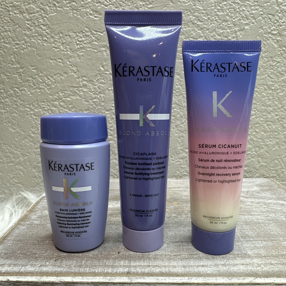 $19 🌙 Kerastase Purple Blonde Absolu Travel Set 3 Piece AS PICTURED NEW